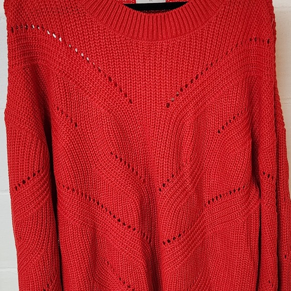 Stitches + Stripes Red Knit Sweater XXL Chevron Long Sleeve‎ Casual Scandi-Style - Picture 2 of 6